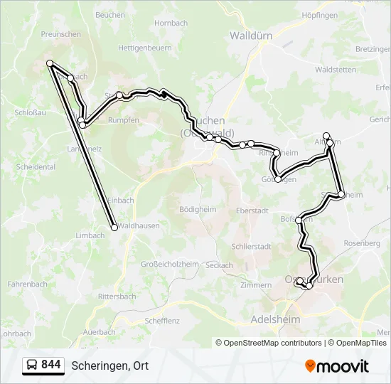 844 Bus Line Map