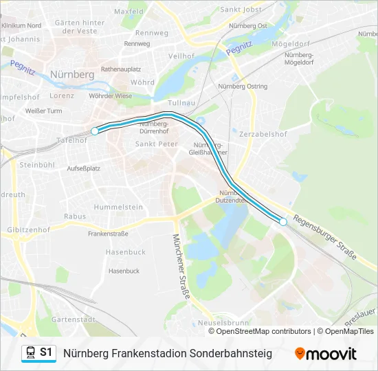 Поезд S1: карта маршрута