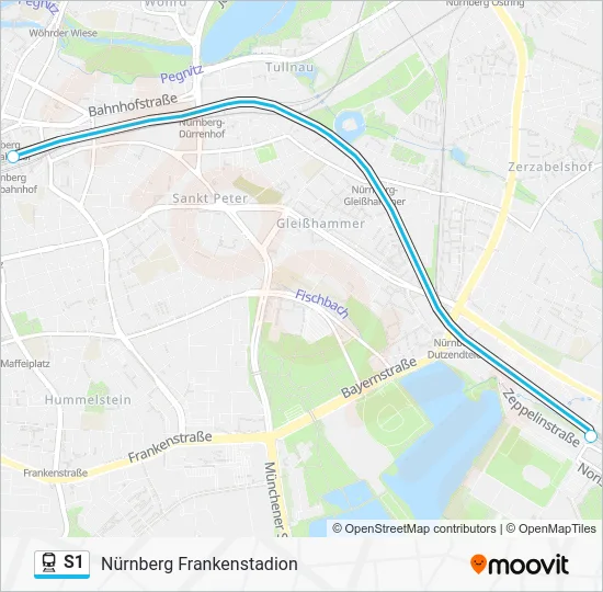 Поезд S1: карта маршрута