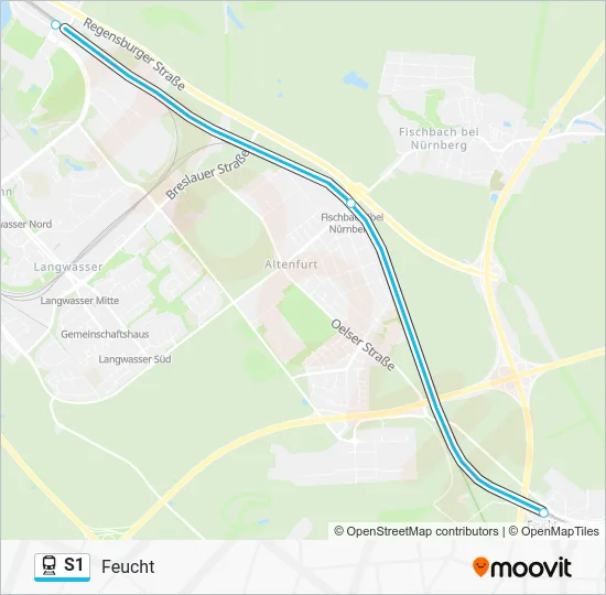 Поезд S1: карта маршрута