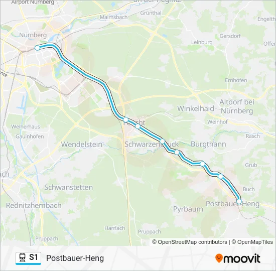 Поезд S1: карта маршрута