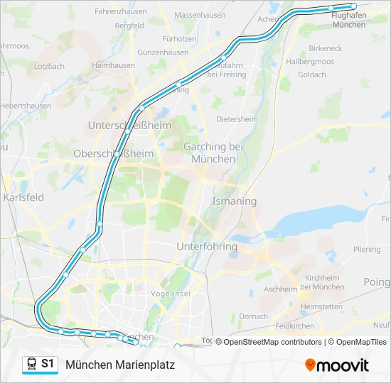 Поезд S1: карта маршрута