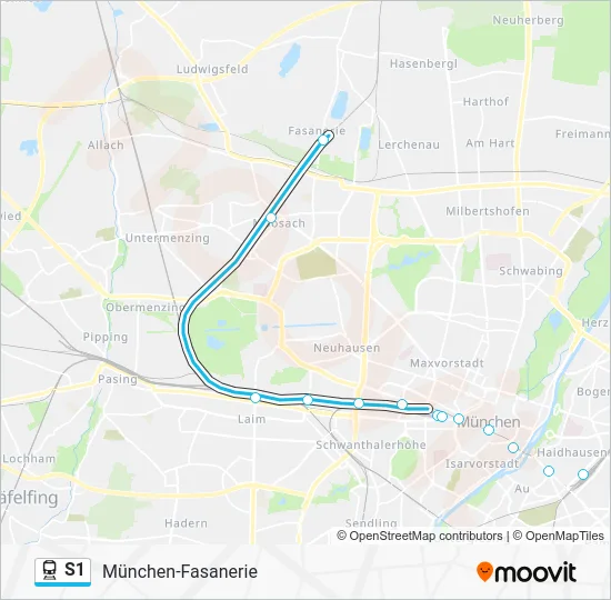 Поезд S1: карта маршрута