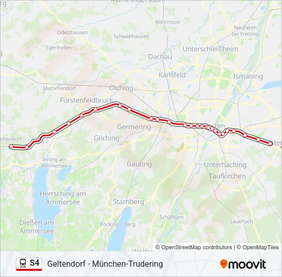 Поезд S4: карта маршрута