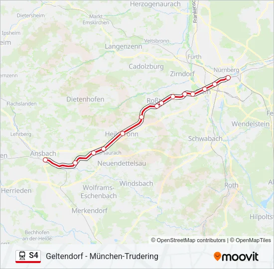 Поезд S4: карта маршрута