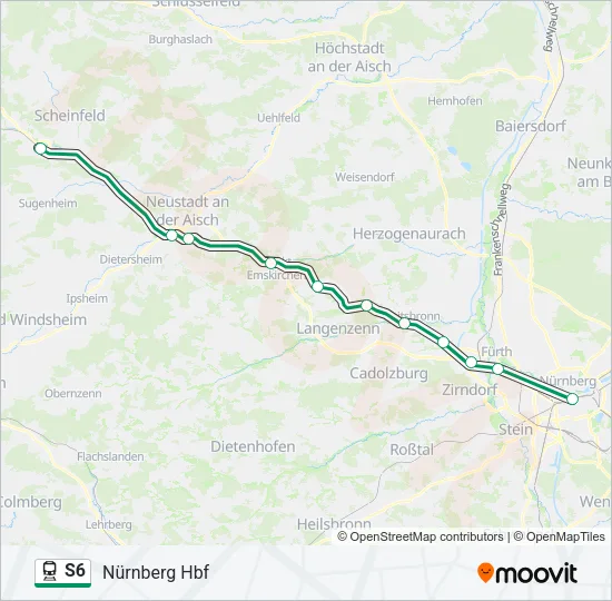 Поезд S6: карта маршрута