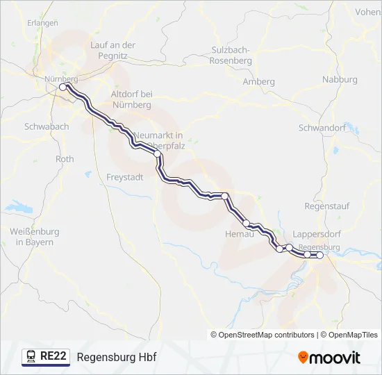 RE22 Train Line Map