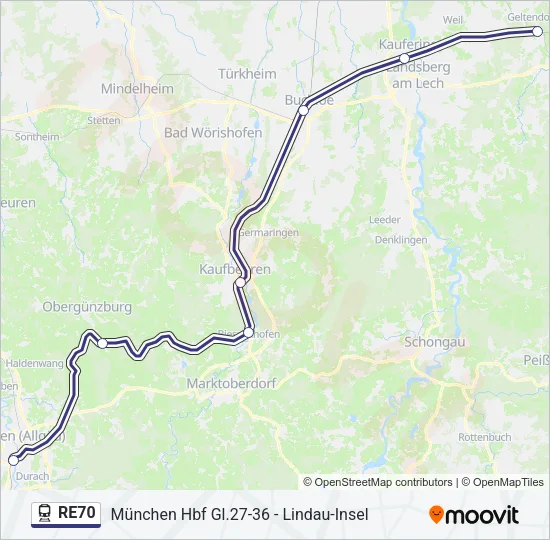RE70 Train Line Map
