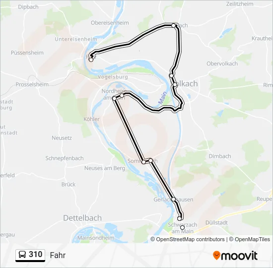 Автобус 310: карта маршрута
