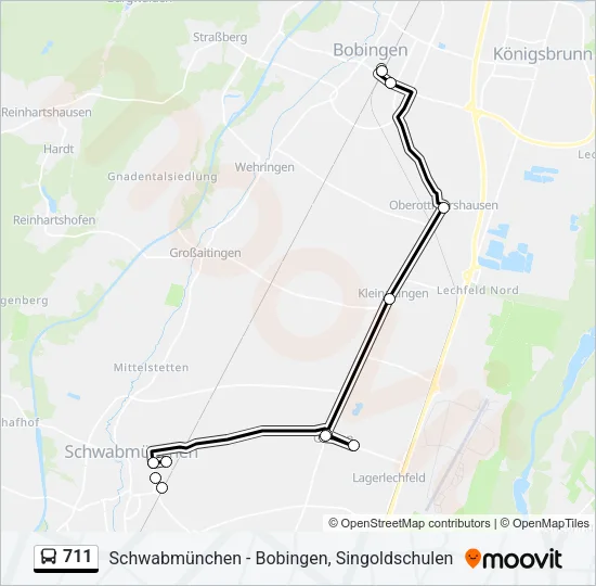 Автобус 711: карта маршрута