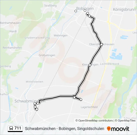 Автобус 711: карта маршрута