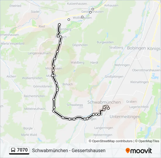 7070 Bus Line Map