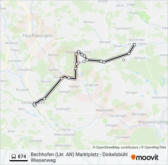 874 Bus Line Map