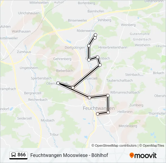 866 Bus Line Map
