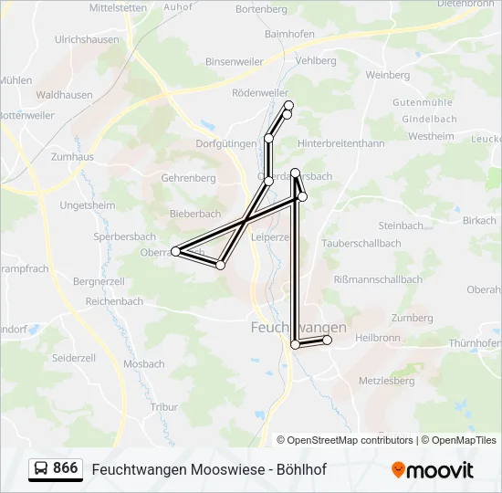 866 Bus Line Map