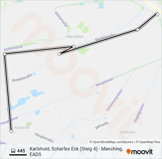 Автобус 445: карта маршрута
