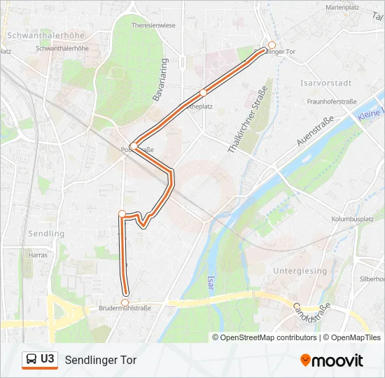 U3 Автобус Line Map