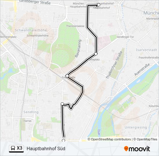 Автобус X3: карта маршрута