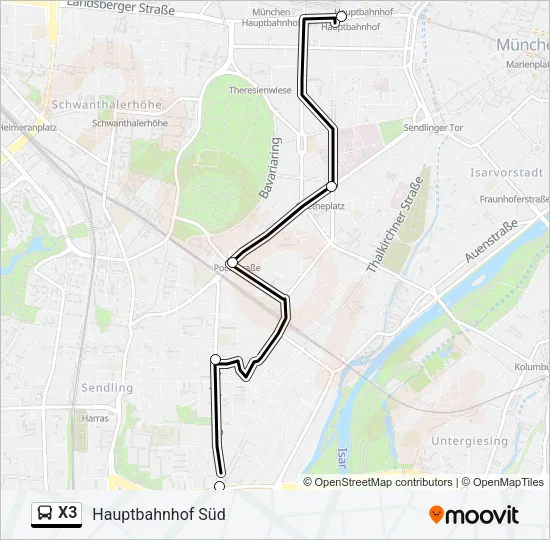 X3 Bus Line Map