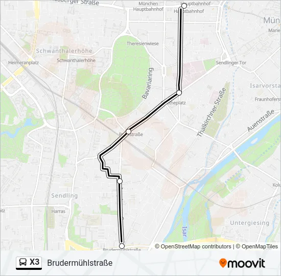 X3 Bus Line Map