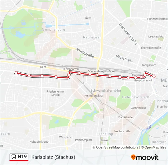 Автобус N19: карта маршрута