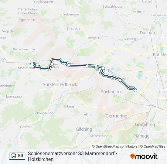 Автобус S3: карта маршрута