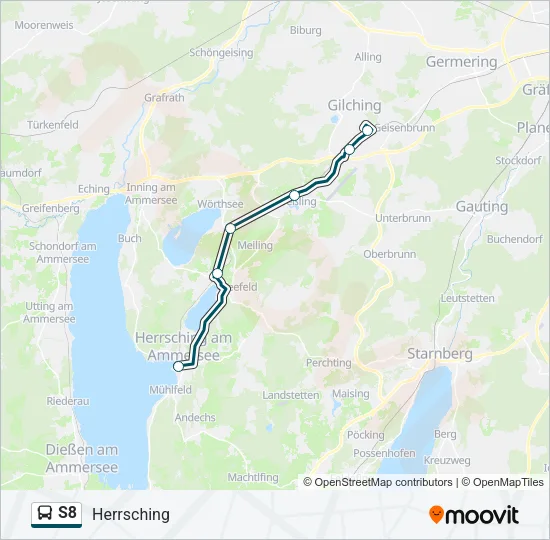 Автобус S8: карта маршрута