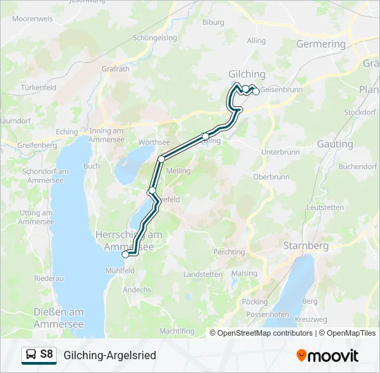 Автобус S8: карта маршрута