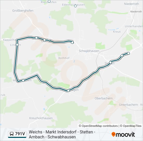 Автобус 791V: карта маршрута