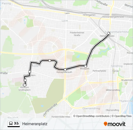 Buslinie X6 Karte
