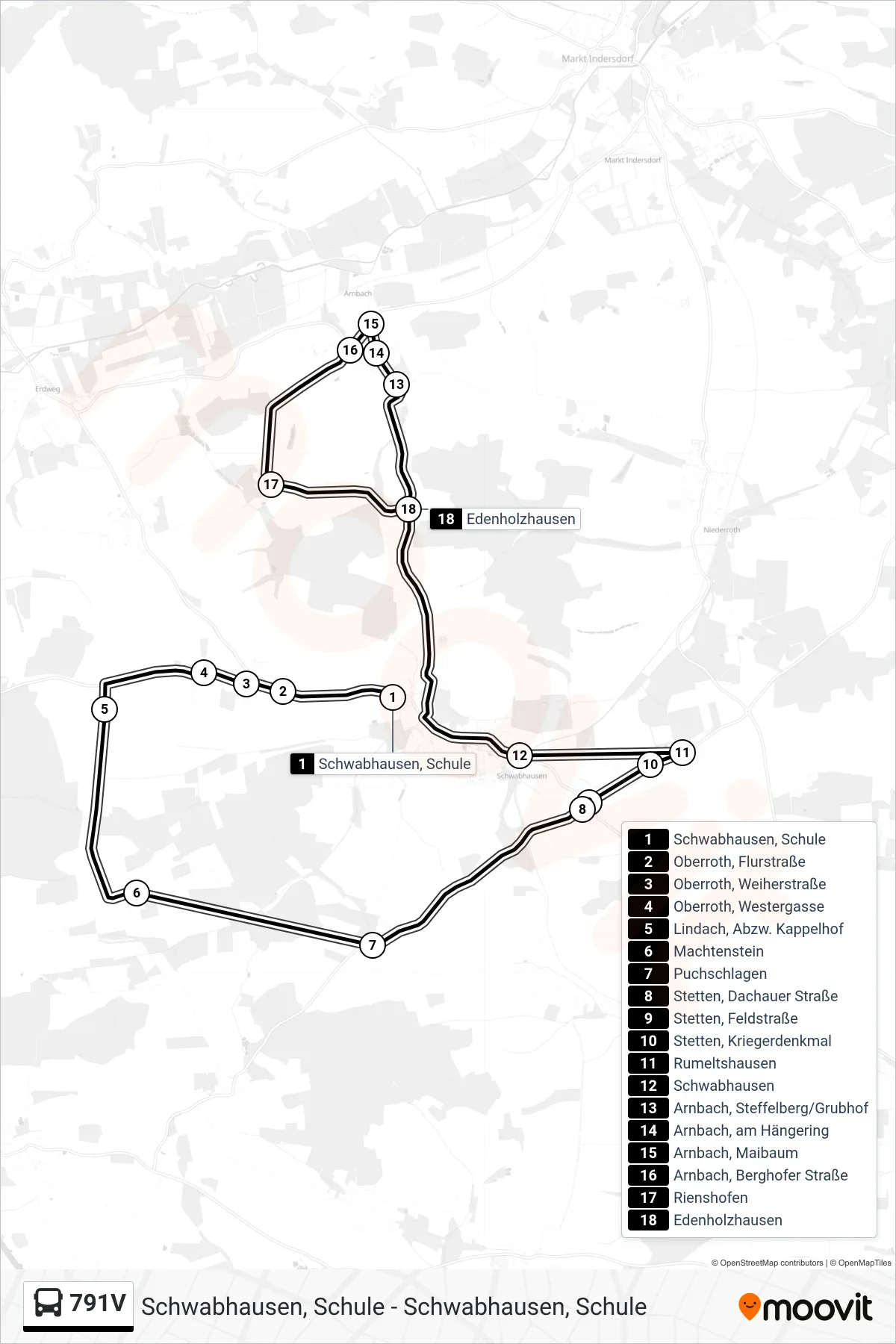 Linie 791V (Bus) Richtung Edenholzhausen: Route und Haltestellen auf der Karte