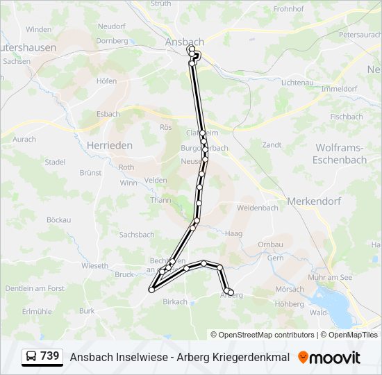 Автобус 739: карта маршрута