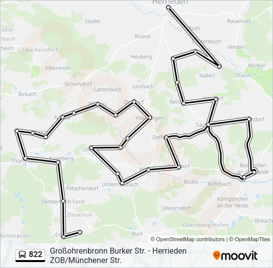 822 Bus Line Map