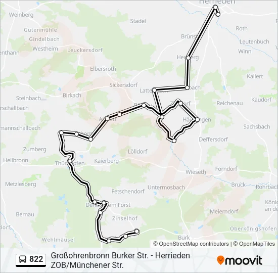 822 Bus Line Map
