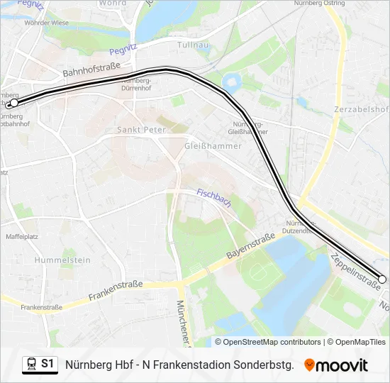 Поезд S1: карта маршрута