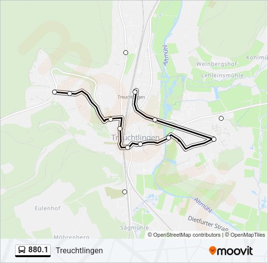 Автобус 880.1: карта маршрута