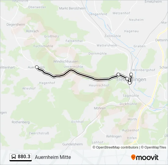 Автобус 880.3: карта маршрута