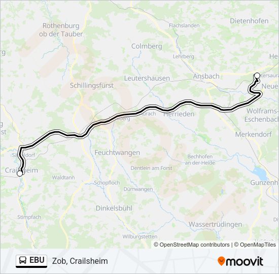 Автобус EBU: карта маршрута