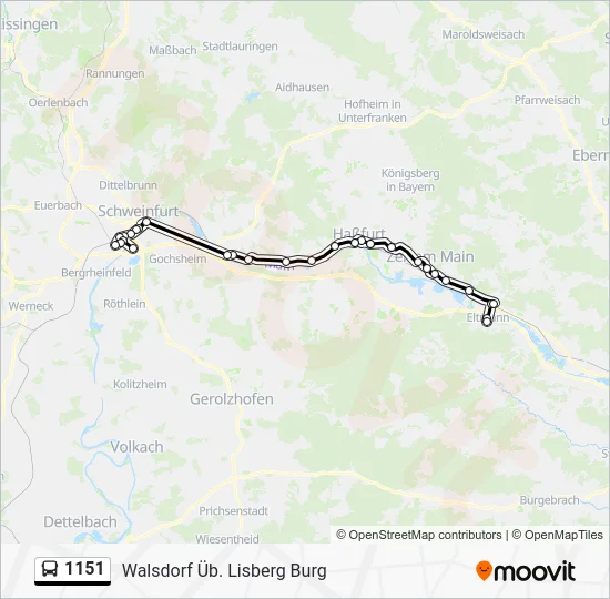 Автобус 1151: карта маршрута