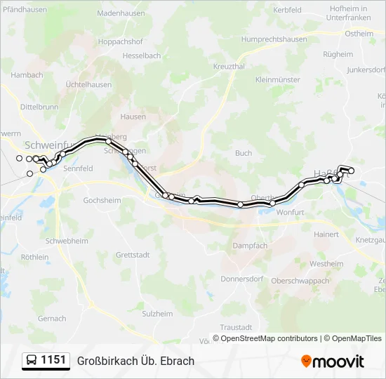 Автобус 1151: карта маршрута