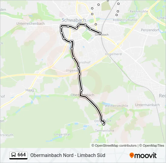 664 Bus Line Map