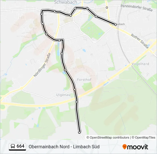 664 Bus Line Map