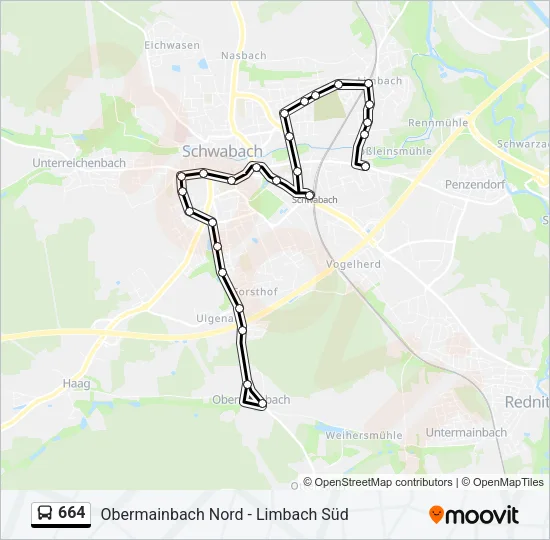 664 Bus Line Map