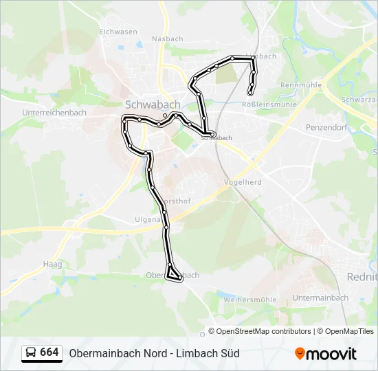 664 Bus Line Map