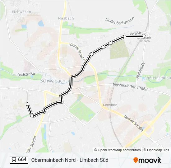 664 Bus Line Map