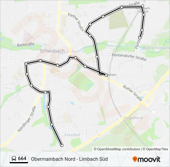 664 Bus Line Map