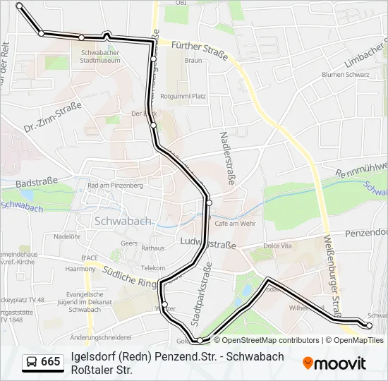 665 Bus Line Map
