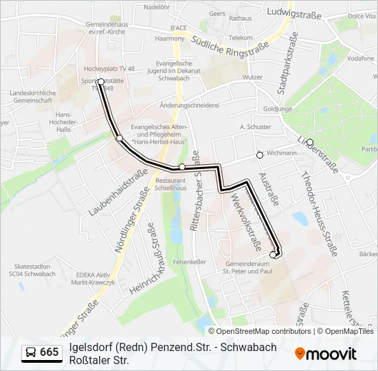 665 Bus Line Map