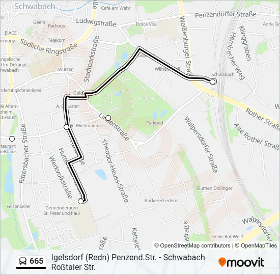 665 Bus Line Map