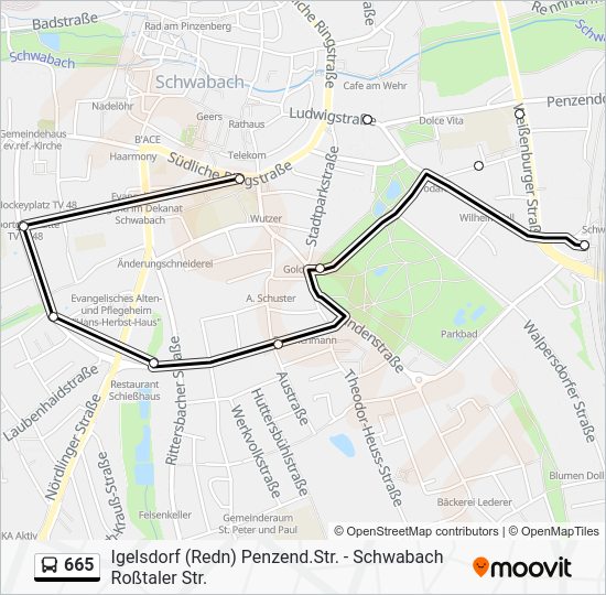 665 Route: Fahrpläne, Haltestellen & Karten - Schwabach Schillerplatz ...